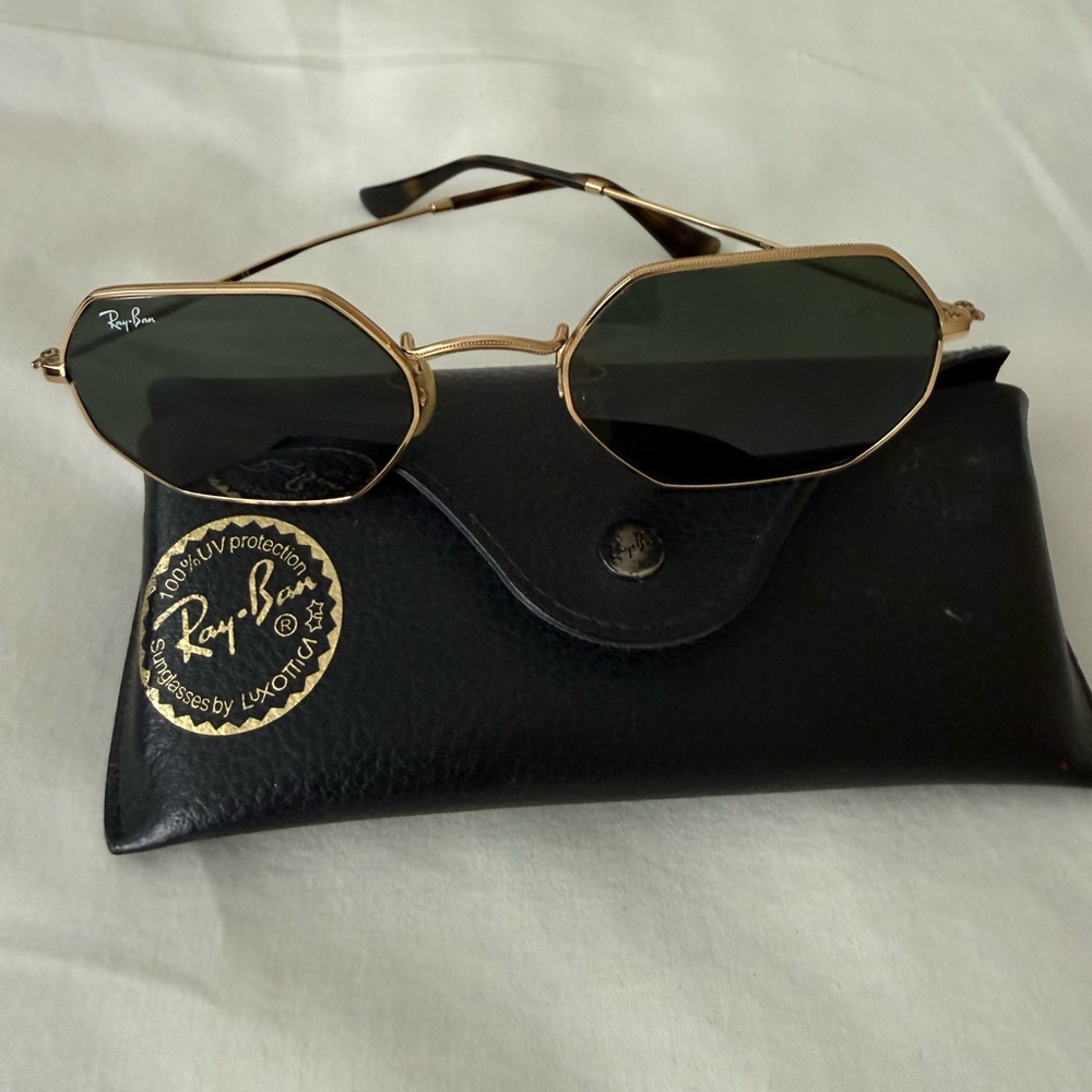 Ray-Ban Gold Hexagonal Sunglasses